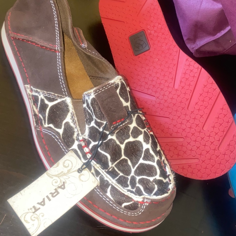 Ariat Brown and Pink Animal Print Slip-Ons